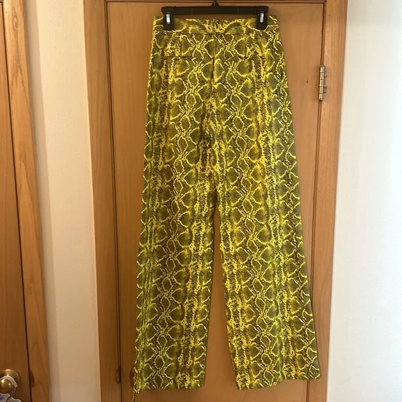 Alice & Olivia Women’s Snakeprint Wide Leg Pants New Yellow Black Size 2